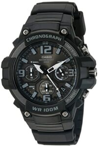 casio men's quartz chronograph date indicator black resin stop watch (model: mcw100h-1av)