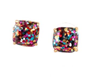 kate spade new york mini small square studs earrings multi glitter one size