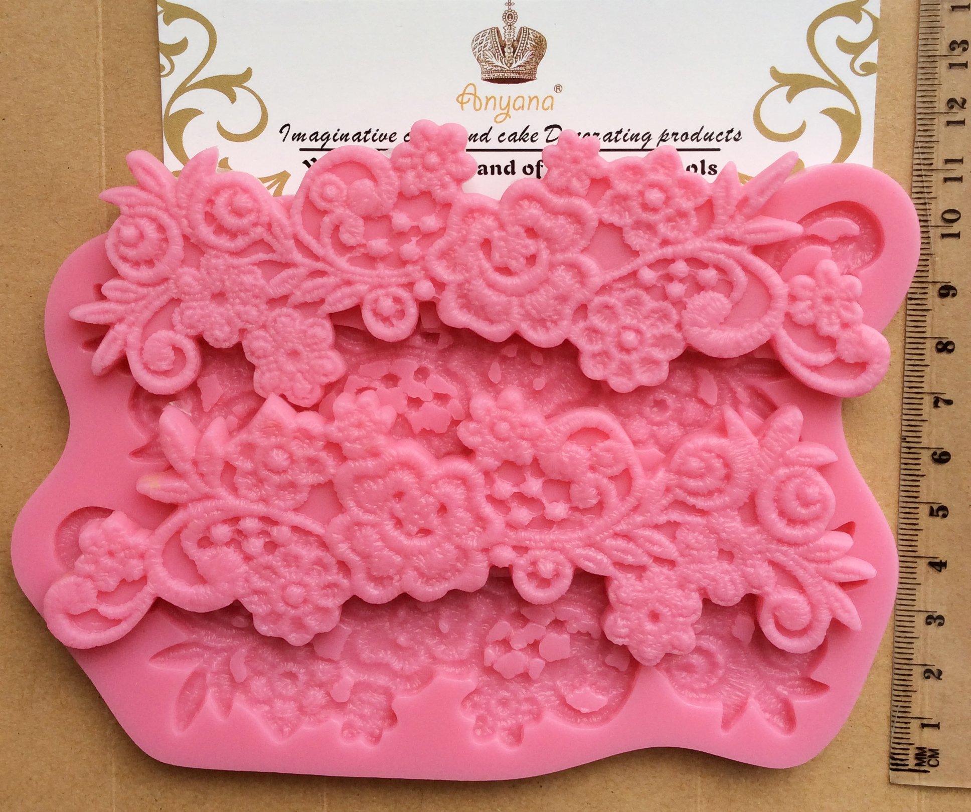 Anyana flower sugar edible vine royal lace wedding cake silicone Embossing Mould fondant impression mat decorating Medallion mold gum paste cupcake topper icing candy imprint sugarcraft mould set of 3