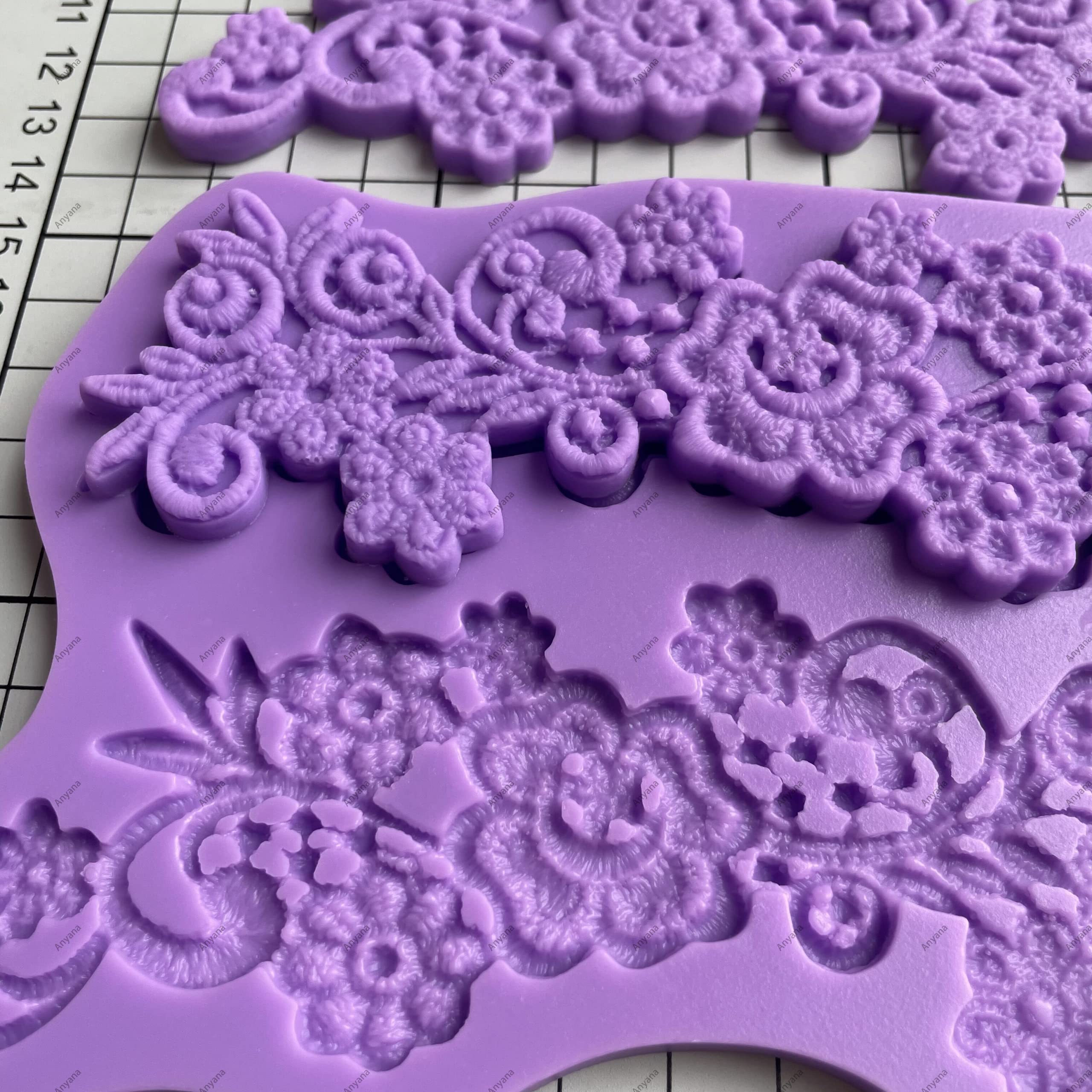 Anyana flower sugar edible vine royal lace wedding cake silicone Embossing Mould fondant impression mat decorating Medallion mold gum paste cupcake topper icing candy imprint sugarcraft mould set of 3