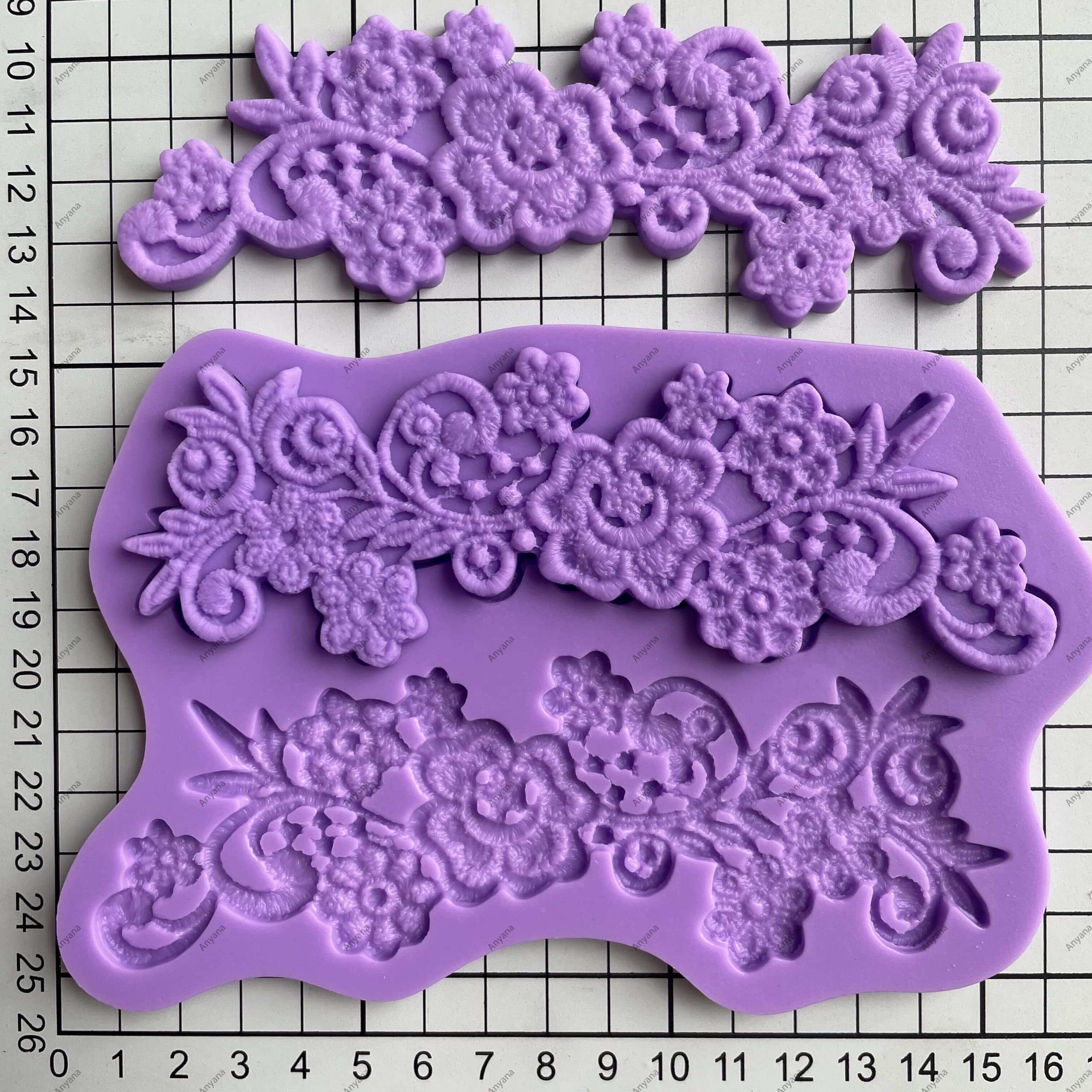 Anyana flower sugar edible vine royal lace wedding cake silicone Embossing Mould fondant impression mat decorating Medallion mold gum paste cupcake topper icing candy imprint sugarcraft mould set of 3