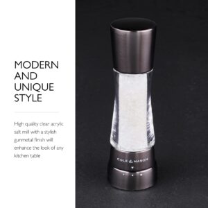 COLE & MASON Derwent Salt Grinder - Gunmetal Mill Includes Gourmet Precision Mechanism and Premium Sea Salt