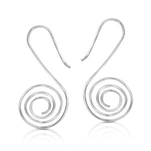 Chic Spiral Swan Maze Hook Curl .925 Sterling Silver Dangle Earrings