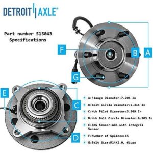 Detroit Axle - 4WD Front Wheel Bearing Hubs for Ford F-150 Expedition Lincoln Navigator Mark LT Bearing Hubs Replacement Wheel Bearing and Hubs Assembly Set 6 Lug