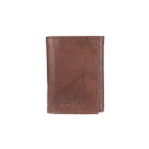 kenneth cole reaction mens - rfid genuine leather slim trifold with id window and card slots wallet, brown, one size us