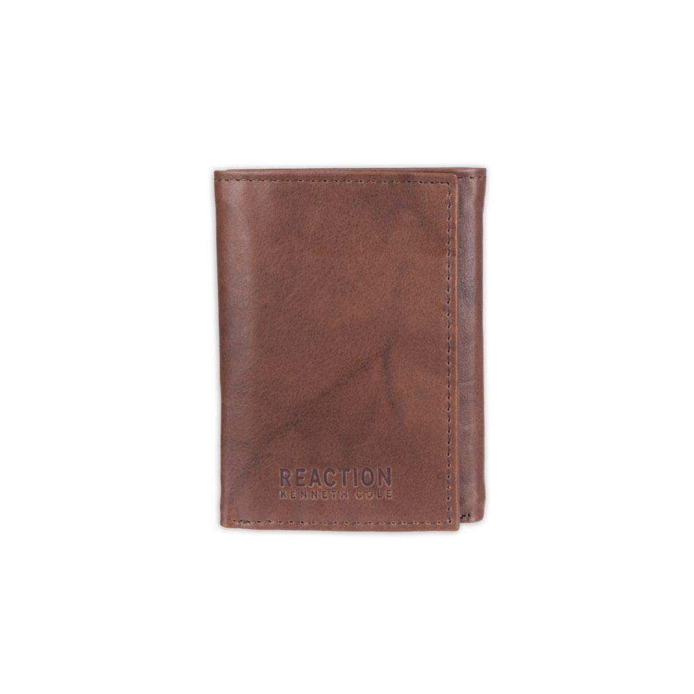 Kenneth Cole REACTION mens - Rfid Genuine Leather Slim Trifold With Id Window and Card Slots Wallet, Brown, One Size US