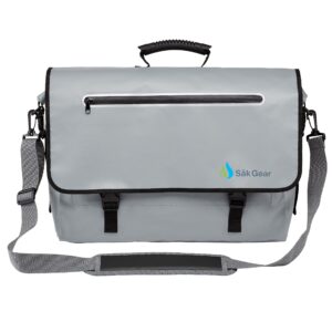 BriefSak Waterproof Briefcase/Messenger Bag, 500D PVC, Size XL, Fits Laptops up to 17.5" (Grey)