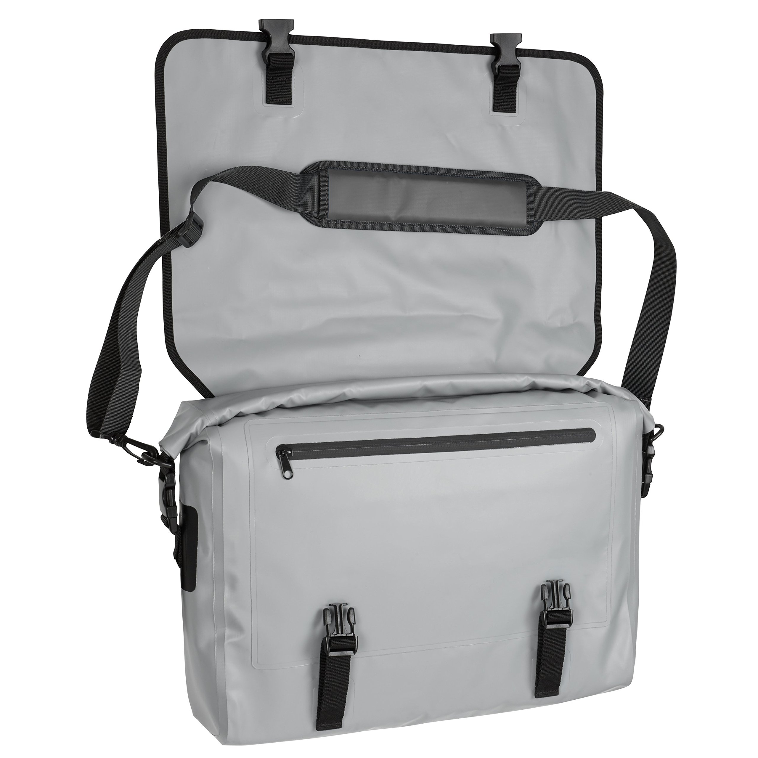 BriefSak Waterproof Briefcase/Messenger Bag, 500D PVC, Size XL, Fits Laptops up to 17.5" (Grey)