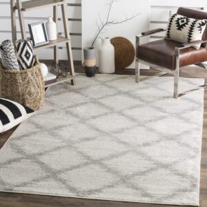 safavieh adirondack collection accent rug - 4' x 6', ivory & silver, modern trellis design, non-shedding & easy care, ideal for high traffic areas in entryway, living room, bedroom (adr122b)