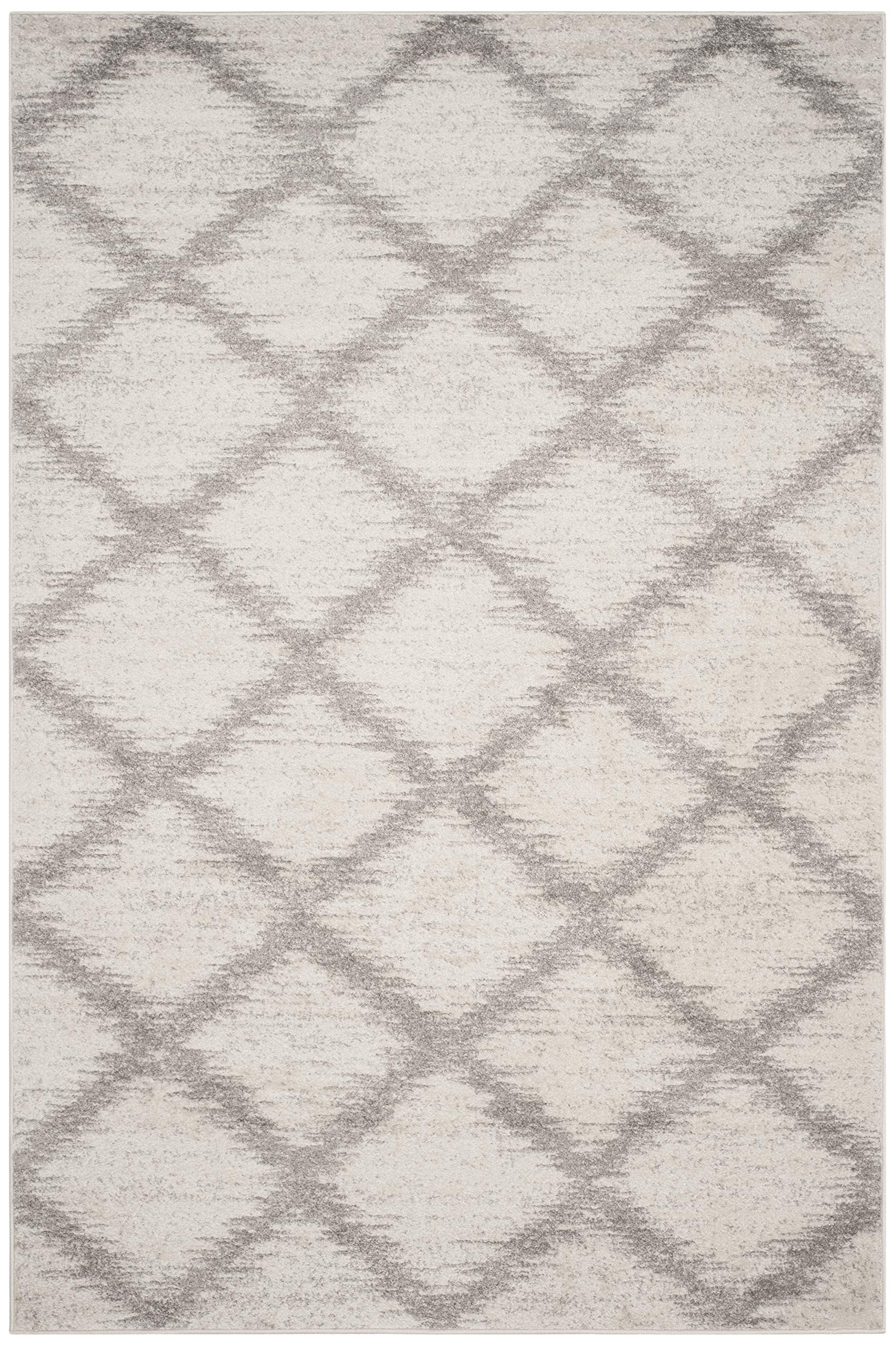 SAFAVIEH Adirondack Collection Accent Rug - 4' x 6', Ivory & Silver, Modern Trellis Design, Non-Shedding & Easy Care, Ideal for High Traffic Areas in Entryway, Living Room, Bedroom (ADR122B)