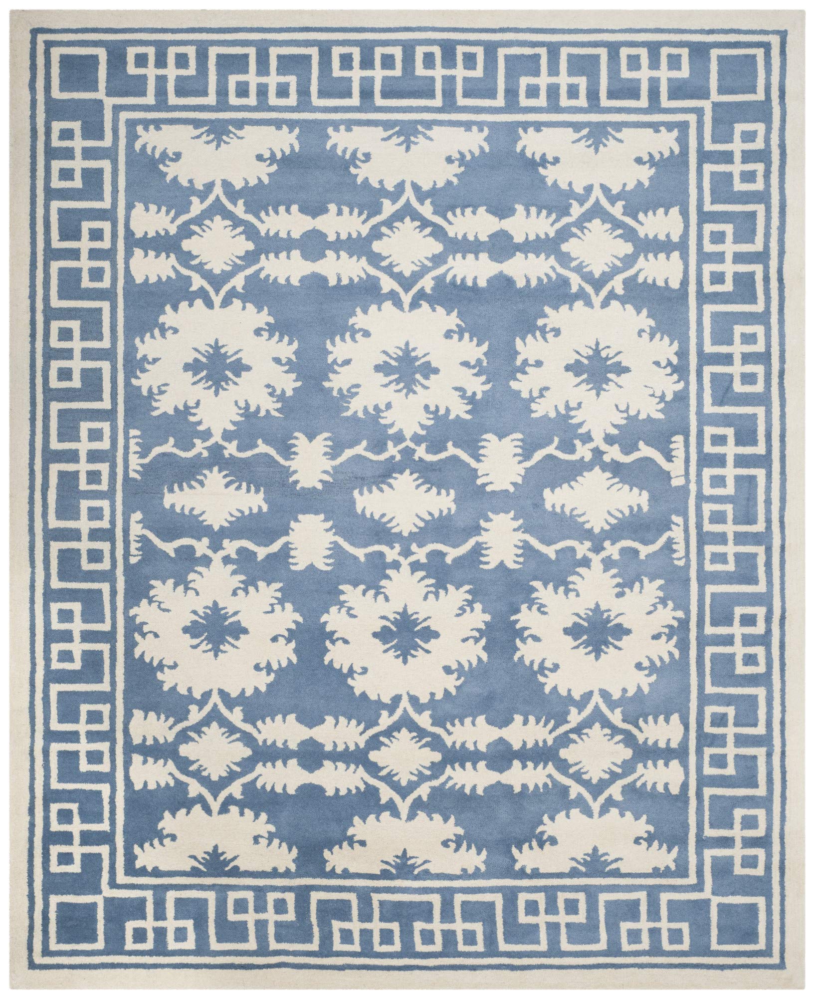 SAFAVIEH Bella Collection 8' x 10' Blue/Ivory BEL132A Handmade Premium Wool Area Rug