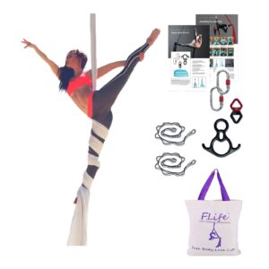 f.life aerial silk yoga hammock strater kit -10 yards for flying yoga (white)