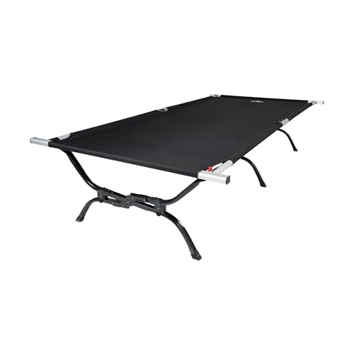 TETON Sports Camping Cot with Patented Pivot Arm - Folding Camping Cot for Car & Tent Camping - Durable Canvas Sleeping Cot - Portable Camping Accessory - 86" x 45" - Outfitter XXL,Black