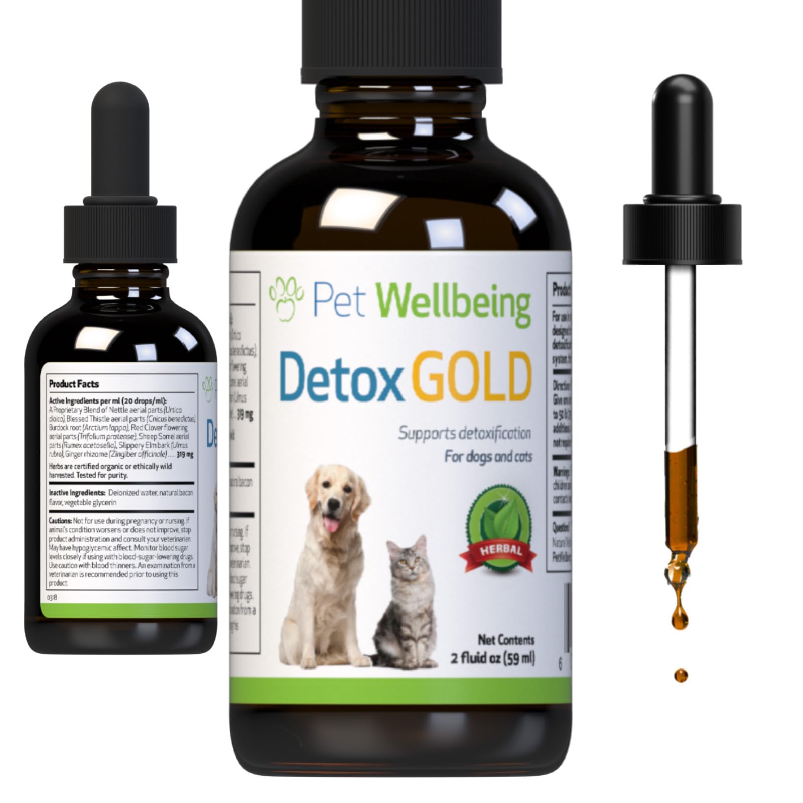 Pet Wellbeing Detox Gold for Dogs - Vet-Formulated - Gentle Detoxification & Elimination Support - Natural Herbal Supplement 2 oz (59 ml)