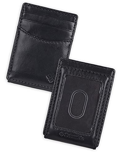 Columbia Men's Leather Front Pocket Wallet Card Holder for Travel