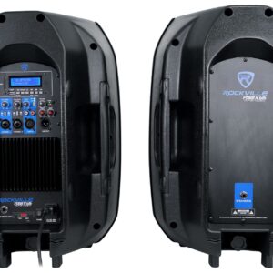 Rockville Power GIG RPG-122K All In One DJ/PA Package (2) 12" DJ/PA Speakers 1000 Watts Peak Power/250 Watts RMS with Built in Bluetooth, USB/SD Player, FM Tuner, Speaker Stands and a Wired Microphone