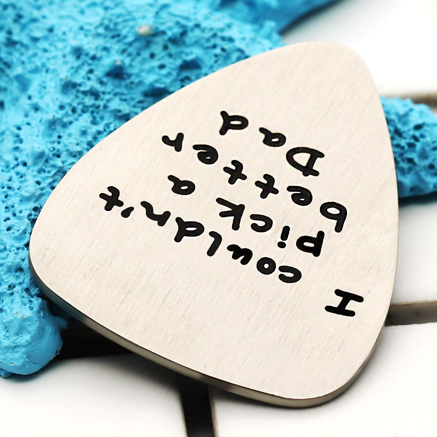 Mens I couldn't Pick a Better Dad Guitar Pick Custom Gift for Daddy Papa Stainless Steel (Matte)