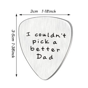 Mens I couldn't Pick a Better Dad Guitar Pick Custom Gift for Daddy Papa Stainless Steel (Matte)