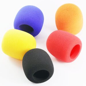 z zicome 10 pack foam microphone cover ball type windscreen in black, blue, orange, yellow, red