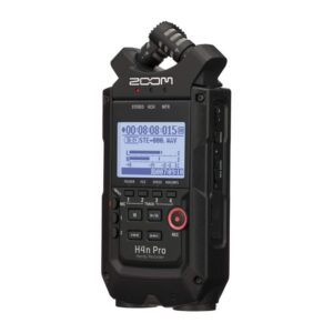 Zoom H4n Pro All Black 4-Track Portable Recorder (2020 Model) with Zoom AD-14 AC Adapter, Windbuster, 16GB Memory Card & USB Cable Bundle