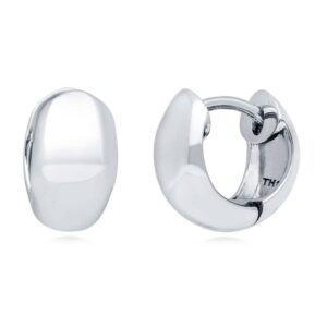 berricle sterling silver mini fashion hoop huggie earrings for women, rhodium plated 0.45"