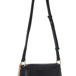 MICHAEL Michael Kors Womens Elyse Leather Signature Saddle Handbag Black Medium