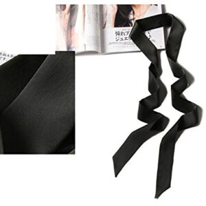 L'VOW Women's Stylish Soft Black Thin Skinny Scarf BoyFriend Tie Necktie Choker(Black)