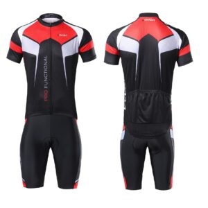 Lixada Men's Cycling Jersey Set Bicycle Short Sleeve Set Quick-Dry Breathable Shirt+3D Cushion Shorts Padded Pants