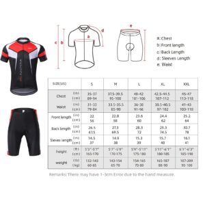 Lixada Men's Cycling Jersey Set Bicycle Short Sleeve Set Quick-Dry Breathable Shirt+3D Cushion Shorts Padded Pants