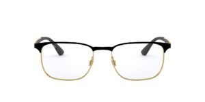 ray-ban rx6363 square prescription eyeglass frames, black on arista/demo lens, 54 mm