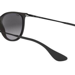 Ray-Ban RB4171F Erika Low Bridge Fit Round Sunglasses, Rubber Black/Light Grey Gradient Dark Grey, 57 mm