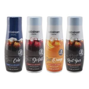 sodastream diet fountain sparkling drink mix variety pack, 440ml, (pack of 4)