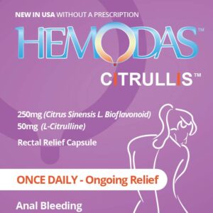 Hemodas - Once Daily Anal Vein Support 250mg Capsule, 50 Count