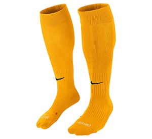 nike classic ii cushion over-the-calf soccer football socks (large, university gold/black)