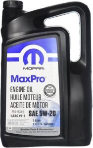 mopar genuine chrysler parts & accessories maxpro sae 5w-20 motor oil 5-quart (1.3 u.s. gal)