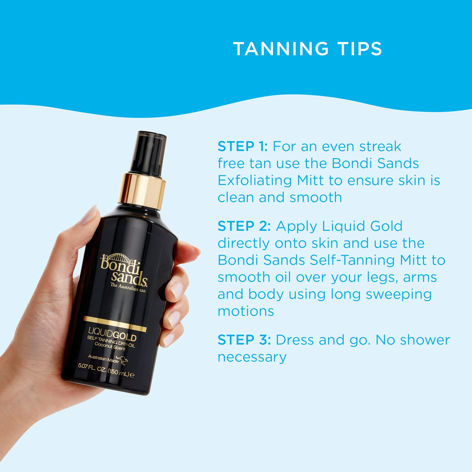 Bondi Sands Liquid Gold Self Tanning Dry Oil | Hydrating, Quick Drying, Tanning Dry-Oil for a Natural, Golden Look | 5.07 oz/150 mL