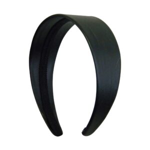 Motique Accessories Black 2 Inch Wide Leather Like Headband Solid Hair band for Women and Girls