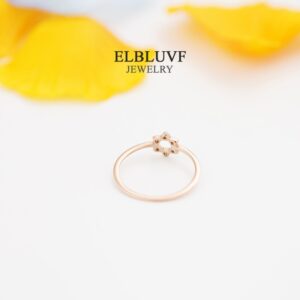 ELBLUVF Stainless-steel14k Rose Gold Plated Star of David Jewish Star Little Finger Ring (7)