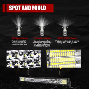 LED Light Bar TURBO SII 32 Inch 405W Triple Row Spot Flood Combo Offroad Light 2Pcs 4 Inch 60W Led Cube Pod Lights for Trucks Trailer ATV UTV Polaris RZR SUV Boats w/3-Leads Wiring Kits