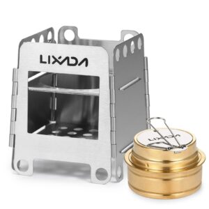 Lixada Camping Stove Stainless Steel Folding Wood Stove Portable Wood Burning Stove Pocket Stove for Outdoor Camping Cooking Picnic