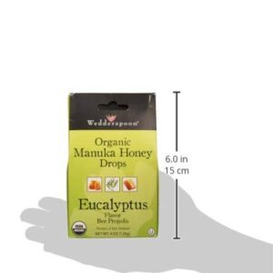 Wedderspoon Organic Manuka Honey Drops, Eucalyptus & Bee Propolis, 20 Count (4oz) (Pack of 1)| Genuine New Zealand Honey | Perfect Remedy For Dry Throats