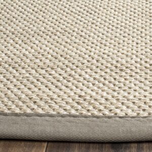 SAFAVIEH Natural Fiber Collection Area Rug - 8' x 10', Marble & Khaki, Border Sisal Design, Easy Care, Ideal for High Traffic Areas in Living Room, Bedroom (NF143E)