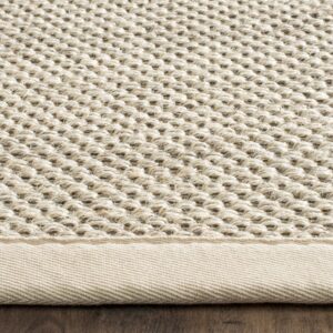 SAFAVIEH Natural Fiber Collection Area Rug - 8' x 10', Marble & Khaki, Border Sisal Design, Easy Care, Ideal for High Traffic Areas in Living Room, Bedroom (NF143E)