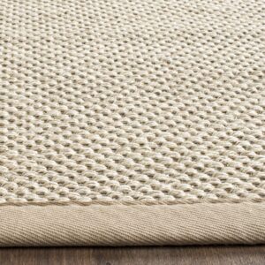 SAFAVIEH Natural Fiber Collection Area Rug - 8' x 10', Marble & Khaki, Border Sisal Design, Easy Care, Ideal for High Traffic Areas in Living Room, Bedroom (NF143E)