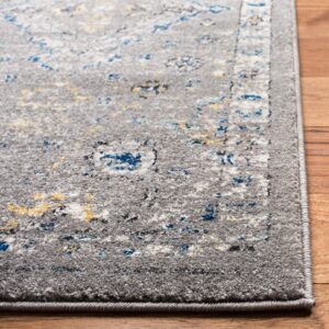 SAFAVIEH Evoke Collection 8' x 10' Dark Grey / Yellow EVK224G Boho Oriental Non-Shedding Living Room Bedroom Dining Home Office Area Rug