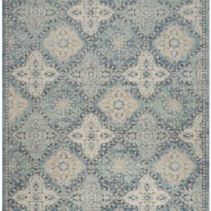 SAFAVIEH Evoke Collection 10' x 14' Light Blue/Ivory EVK274C Boho Trellis Non-Shedding Living Room Bedroom Dining Home Office Area Rug