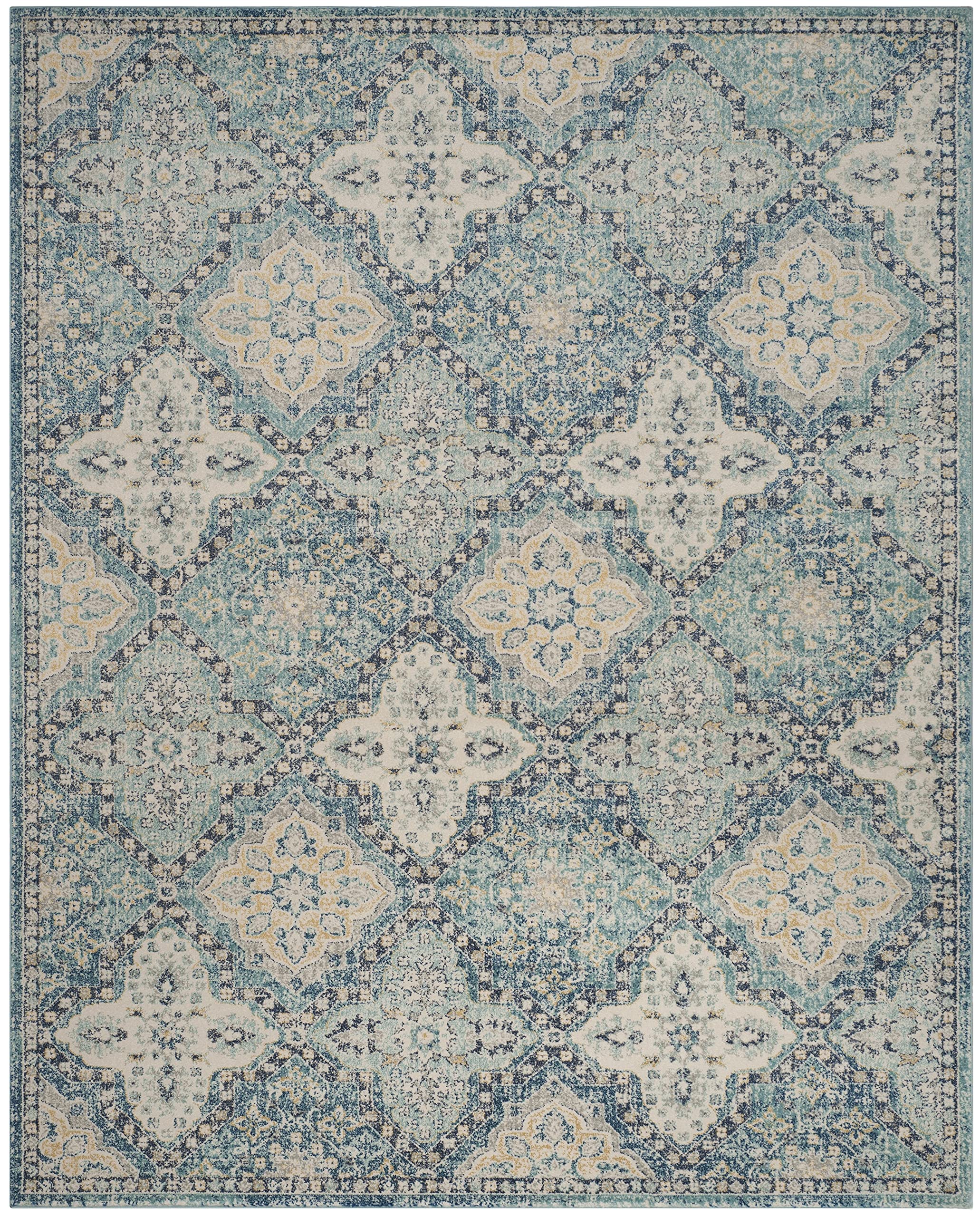 SAFAVIEH Evoke Collection 10' x 14' Light Blue/Ivory EVK274C Boho Trellis Non-Shedding Living Room Bedroom Dining Home Office Area Rug