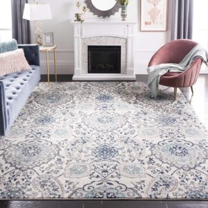 SAFAVIEH Madison Collection Area Rug - 6'7" x 9'2", Cream & Light Grey, Boho Chic Glam Paisley Design, Non-Shedding & Easy Care, Ideal for High Traffic Areas in Living Room, Bedroom (MAD600C)