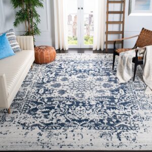 safavieh madison collection area rug - 6'7" x 9'2", cream & navy, snowflake medallion distressed design, non-shedding & easy care, ideal for high traffic areas in living room, bedroom (mad603d)