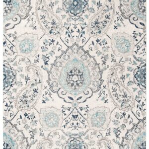 SAFAVIEH Madison Collection Area Rug - 6'7" x 9'2", Cream & Light Grey, Boho Chic Glam Paisley Design, Non-Shedding & Easy Care, Ideal for High Traffic Areas in Living Room, Bedroom (MAD600C)